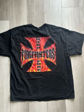 Weet Coast Choppers Like Tee Hard Core Firefighters Graphic Black Tee - Men 2XL